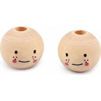 BRIMOON Korálek s obličejem pr. 14mm dřevěný