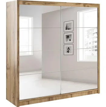 Šatní skříň Skříň Verona 200cm Dub Wotan/Zrcadlo