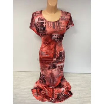 Dámské šaty damské šaty, Barva Červená, Velikost XXXXXL64, Materiál 98% Polyester 2% Lycra