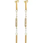 Řetízkové pozlacené náušnice se Swarovski Elements čárka Gold Shadow