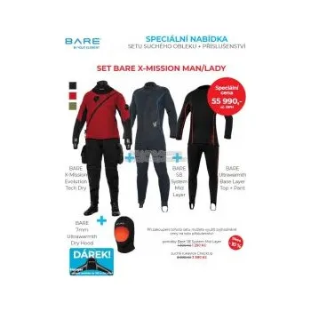Neoprenový oblek Potápěčský suchý oblek Bare SET BARE X-MISSION MAN / LADY