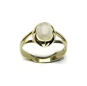 Prsten Zlatý prsten, žluté zlato, přírodní měsíční kámen - T 1374 (měsíční kámen 8x6 mm)