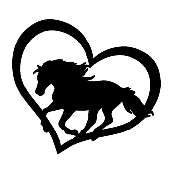 Samolepící dekorace SAMOLEPKA Kůň 087 levá v srdíčku (01 - černá) NA AUTO, NÁLEPKA, FÓLIE, POLEP, TUNING, VLASTNÍ TEXT, TISK, AUTOSAMOLEPKY.cz, POLEPY, OBRÁZEK, LOGO, SAMOLEPKY
