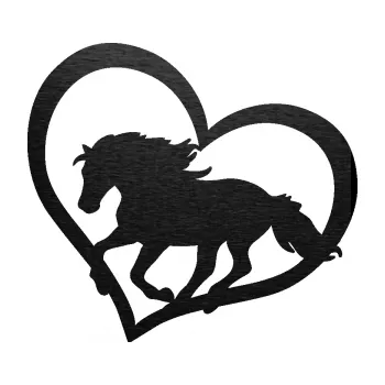 Samolepící dekorace SAMOLEPKA Kůň 087 levá v srdíčku (63 - škrábaný kov černý) NA AUTO, NÁLEPKA, FÓLIE, POLEP, TUNING, VLASTNÍ TEXT, TISK, AUTOSAMOLEPKY.cz, POLEPY, OBRÁZEK, LOGO, SAMOLEPKY