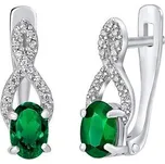 Stříbrné náušnice GRACE se syntetickým smaragdem QRE03E