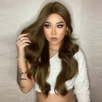 Paruka Hnědá paruka Lily dlouhá s vlnami