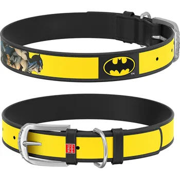 Obojek pro psa WAUDOG obojek kožený DC Batman logo (37-48cm/2,5cm)