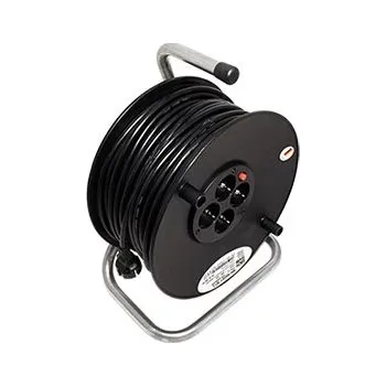 Napájecí kabel BACHMANN Kabel síťový prodlužovací 230V, CEE 7/7(M )- 4x CEE 7/3(F), na bubnu se zásuvkami, 50m (392.181) - 19.07.1199