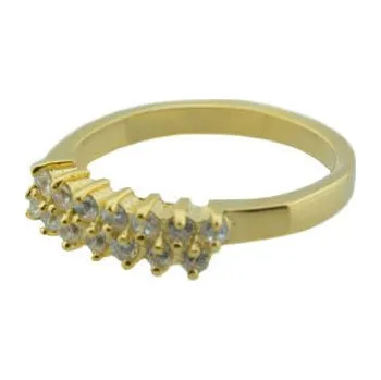 Prsten Doria Prsten z oceli zlatý s kamínky M120 Velikosť: 54 / 55