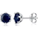 Stříbrné náušnice pecky s pravým přírodním Safírem 6 mm JJJE1033SA