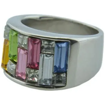 Prsten Doria Prsten z oceli stříbrný s kamínky M072 Velikosť: 54 / 55