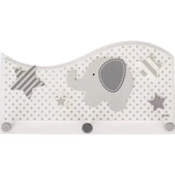 Věšák Goki Dětský dřevěný věšák Slon - šedý