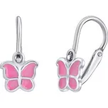 Stříbrné dětské náušnice Motýl-růžová světlá SILVEGOB70273-sp
