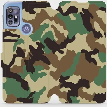 Pouzdro na mobilní telefon Flipové pouzdro Mobiwear na mobil Motorola Moto G30 - V111P Maskáče - výprodej (Parádní flip obal, kryt, pouzdro Mobiwear na mobil Motorola Moto G30 s motivem V111P Maskáče)