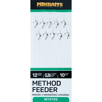 10ks - Method Feederový Návazec Mikbaits s Nekonečnou Zarážkou Návazec č. 12
