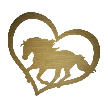 Samolepící dekorace SAMOLEPKA Kůň 087 levá v srdíčku (64 - škrábaný kov zlatý) NA AUTO, NÁLEPKA, FÓLIE, POLEP, TUNING, VLASTNÍ TEXT, TISK, AUTOSAMOLEPKY.cz, POLEPY, OBRÁZEK, LOGO, SAMOLEPKY