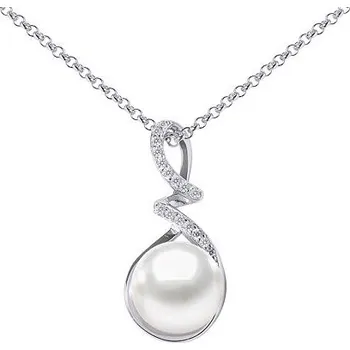 Řetízek Stříbrný řetízek Lena s přívěskem s bílou perlou a Brilliance Zirconia GRP18454PW
