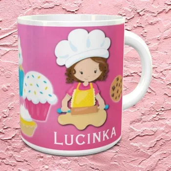 Hrnek se jménem Cukrářky černý vnitřek a ucho (+25 Kč) Keramický hrnek