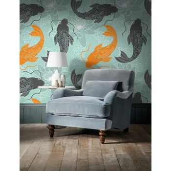 Tapeta Coloray Fototapeta Koi mezi květinami Samolepící Fototapeta Vliesová 250 x 250 cm coloraydecor-f-as-69110075