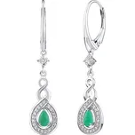 Luxusní stříbrné náušnice Nelope s pravým smaragdem a Brilliance Zirconia FWE18412ER