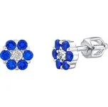 Stříbrné náušnice pecky pomněnky s čirým a modrým Brilliance Zirconia dámské i dětské SILVEGOB31895SBDB