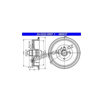 Brzdový buben Brzdový buben ATE 24.0223-0007 - AUDI