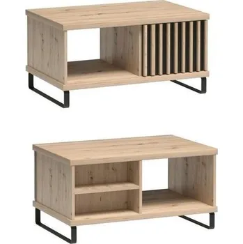 Konferenční stolek Konferenční stolek CALI C-8 na kovových nožičkách, dub artisan/černý 90