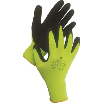 Pracovní rukavice Rukavice LEMON polomáčené v latexu žluto-černá č.10 (9452)