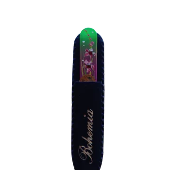 Skleněný pilníček na nehty s křišťály Swarovski Elements®, barevný podklad, Fuchsie - 90 mm