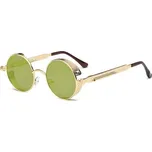 Retro kulaté sluneční brýle Steampunk Zelené zrcadlovky Lifestyle 180427011528