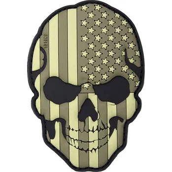 Nášivka 101 INC PVC 3D nášivka "Lebka USA" - Tlumené barvy