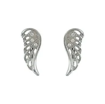 Náušnice Stříbrné náušnice křídla se zirkony