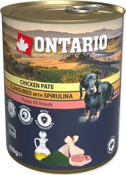 Krmivo pro psa Ontario Puppy konzerva Chicken Pate with Spirulina/Pork