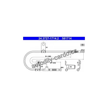 Brzdová hadice Lanko ruční brzdy ATE 24.3727-1714 (AT 581714)