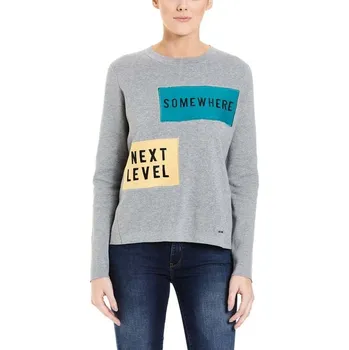 Dámské oblečení BENCH svetr - Jumper Badges Winter Grey Marl (MA1054)