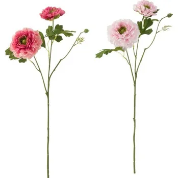 umělá květina 2ks růžová kytička Pryskyřník - 56cm