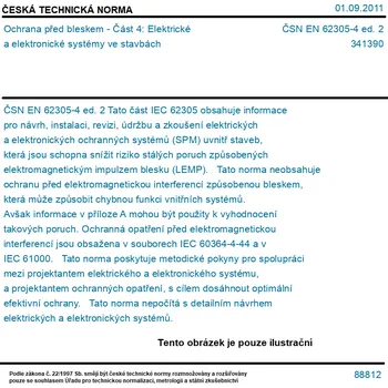 ČSN EN 62305-4 ed. 2 - Ochrana před bleskem - Část 4: Elektrické a elektronické systémy ve stavbách - Tisk