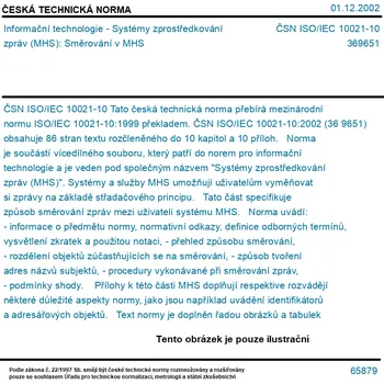 ČSN ISO/IEC 10021-10 - Informační technologie - Systémy zprostředkování zpráv (MHS): Směrování v MHS - Tisk