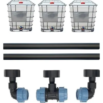 Profi propojení: 3 IBC nádrže bez zahradního kohoutu Z MODRÁ BARVA
