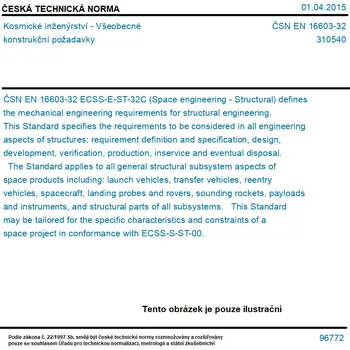 ČSN EN 16603-32 - Kosmické inženýrství - Všeobecné konstrukční požadavky - Tisk