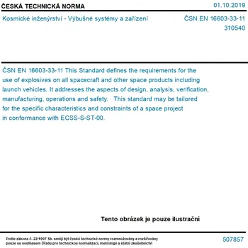 ČSN EN 16603-33-11 - Kosmické inženýrství - Výbušné systémy a zařízení - Tisk