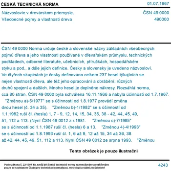 ČSN 49 0000 - Názvoslovie v drevárskom priemysle. Všeobecné pojmy a vlastnosti dreva - Tisk
