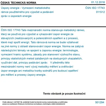 ČSN ISO 17743 - Úspory energie - Vymezení metodického rámce použitelného pro výpočet a podávání zpráv o úsporách energie - Tisk
