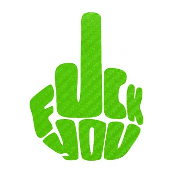 Samolepicí dekorace na vozidlo F*ck you (58 - 3D karbon zelený kawasaki) SAMOLEPKA NA AUTO, NÁLEPKA, FÓLIE, POLEP, TUNING, VLASTNÍ TEXT, TISK, AUTOSAMOLEPKY.cz, POLEPY, OBRÁZEK, LOGO, 3D STICKERS