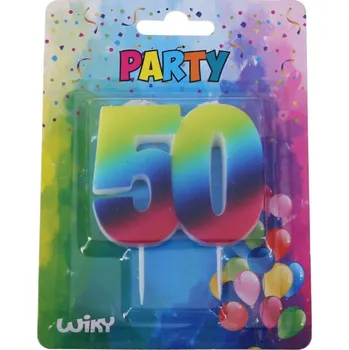 Dortová svíčka Párty svíčka číslo 50 Duha / W008560 wiky