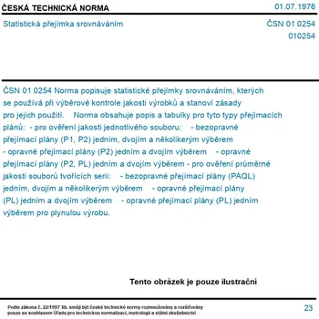 ČSN 01 0254 - Statistická přejímka srovnáváním - Tisk