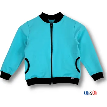 Chlapecká mikina Dětská mikina na zip Oli&Oli - bledě tyrkysová barva 104