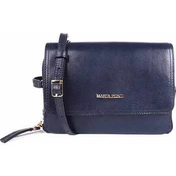 Dvouoddílová luxusní dámská kožená crossbody kabelka Marta Ponti A10 tmavěmodrá