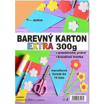Karton Barevný karton Extra 300g A4, 10listů, meruňkový