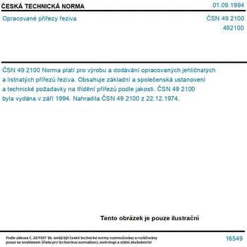 ČSN 49 2100 - Opracované přířezy řeziva - Tisk